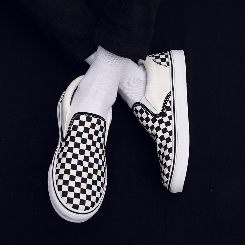 Korean version of casual wild students low to help men's shoes Harajuku ulzzang lattice one pedal men canvas shoes lazy