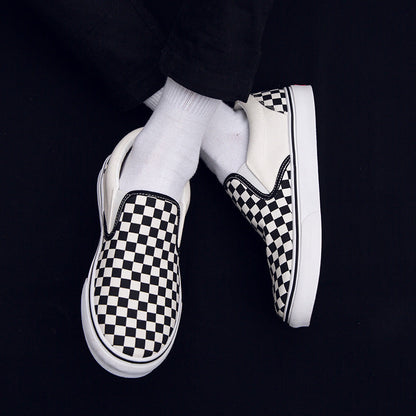 Korean version of casual wild students low to help men's shoes Harajuku ulzzang lattice one pedal men canvas shoes lazy