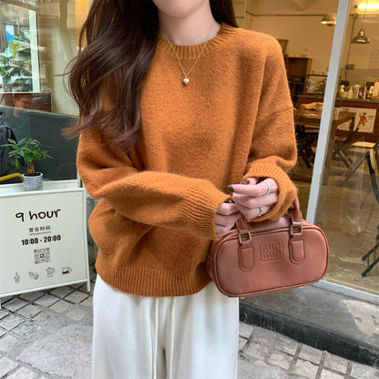 Korean Style Soft Glutinous Loose Candy Color Sweater