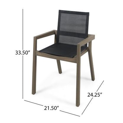 Belfast Dining Chair with Acacia Wood Frame and Mesh Seating (Set of 2)