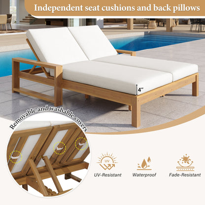 TREXM Outdoor Double Lounge Chair with 5-Position Adjustable Backrest