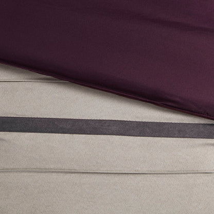 7 PC Pieced Faux Suede Comforter Set Purple King