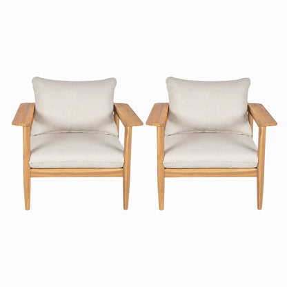 Terassi Outdoor Lounge Chair Set of 2 with Cushions - Beige / Light Teak