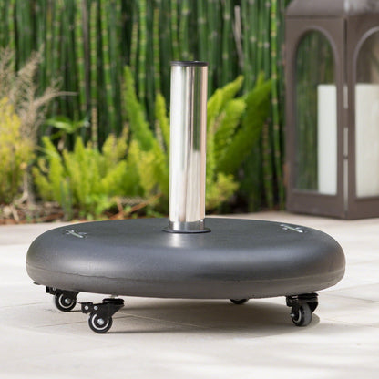Wheelie Round Umbrella Base With Stainless Steel Holder