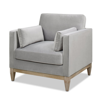 Knox 36' Modern Farmhouse Arm Chair, Opal Grey Velvet