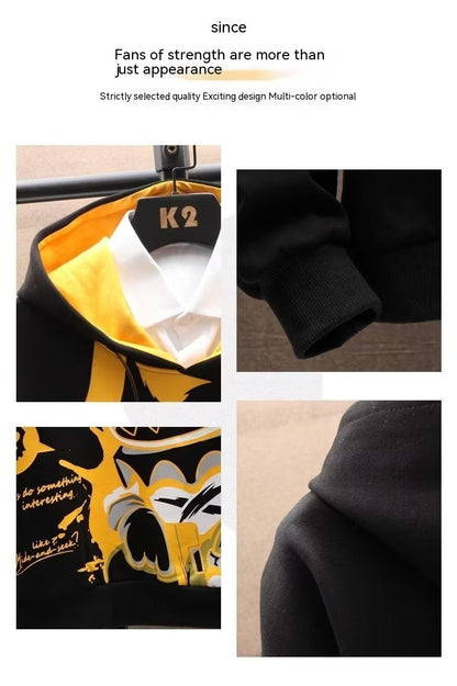 Anime Fleece-lined Thickened Hooded Sweatshirt