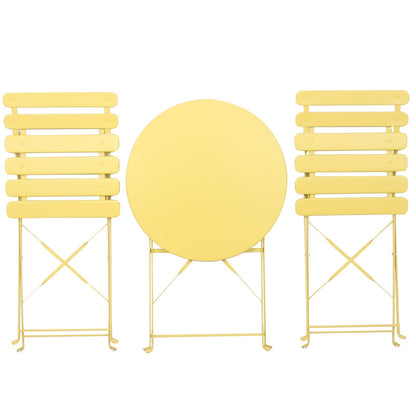 3 Pieces Patio Bistro Balcony Metal Chair Table Set - Yellow