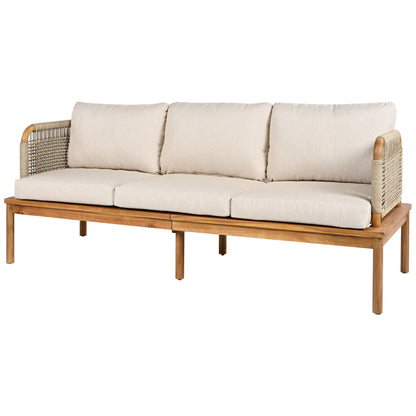 Outdoor 4-piece Acacia Wood and Rope Patio Sofa Set