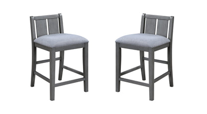 Graham 36' 3-Piece Gray Finish Small Space Counter Height Dining Table with Shelves and 2 Chairs