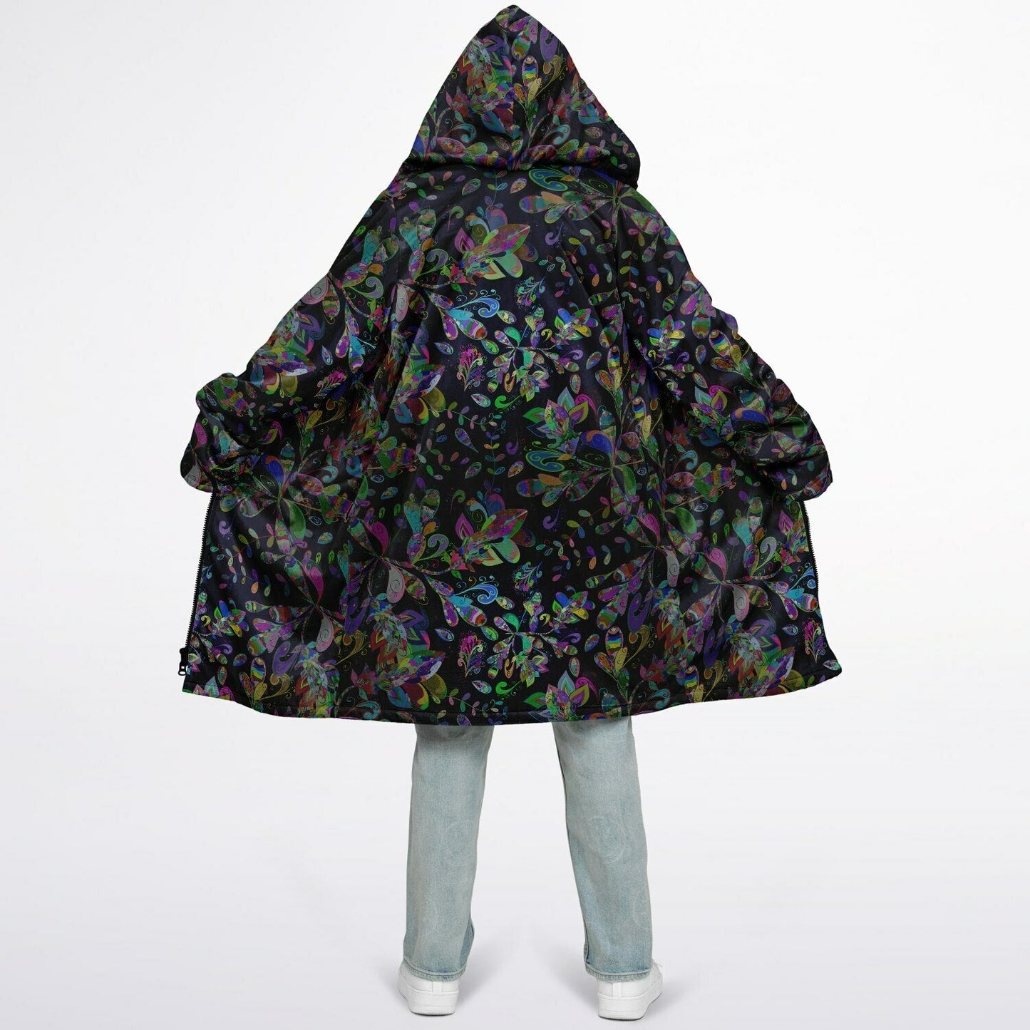Petal Pop Cuddle Coat | Unisex Minky Sherpa Lined Coat with Hood, Zipper and Pockets | Women and Mens Festival Coat | Mountain Fashion