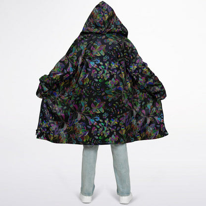 Petal Pop Cuddle Coat | Unisex Minky Sherpa Lined Coat with Hood, Zipper and Pockets | Women and Mens Festival Coat | Mountain Fashion