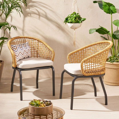 Outdoor Wicker Chair With Powder-Coated Iron Legs