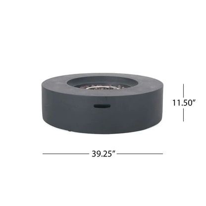 Modern Lightweight Concrete Outdoor Circular Fire Pit 50,000 BTU