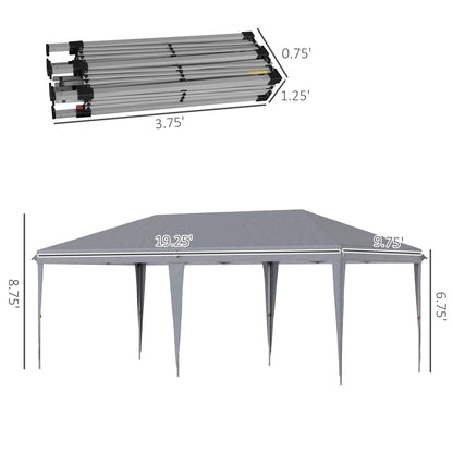 Outsunny 10' x 20' Pop Up Canopy Tent Heavy Duty Steel Frame Gray