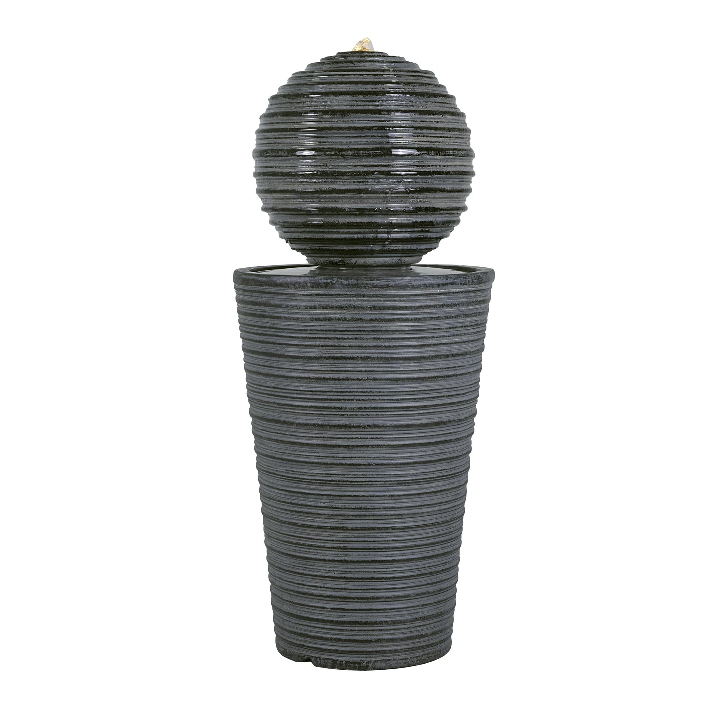 31.5' Tall Striped Concrete Column Fountain with LED Light