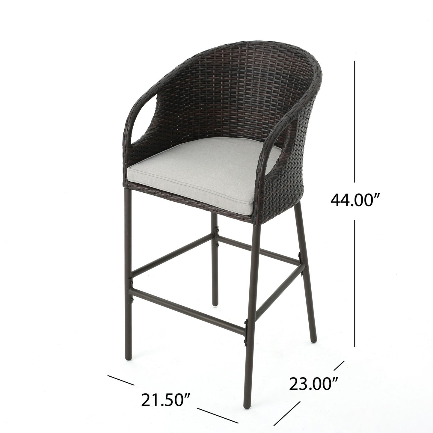 Outdoor 31" Rattan Barstools with Waterproof Cushions - Set of 2