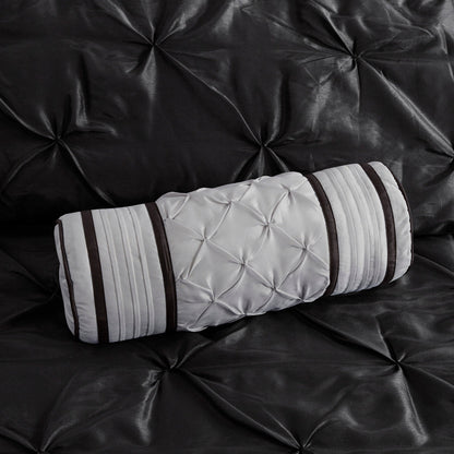 7 Piece Tufted Comforter Set Black Queen