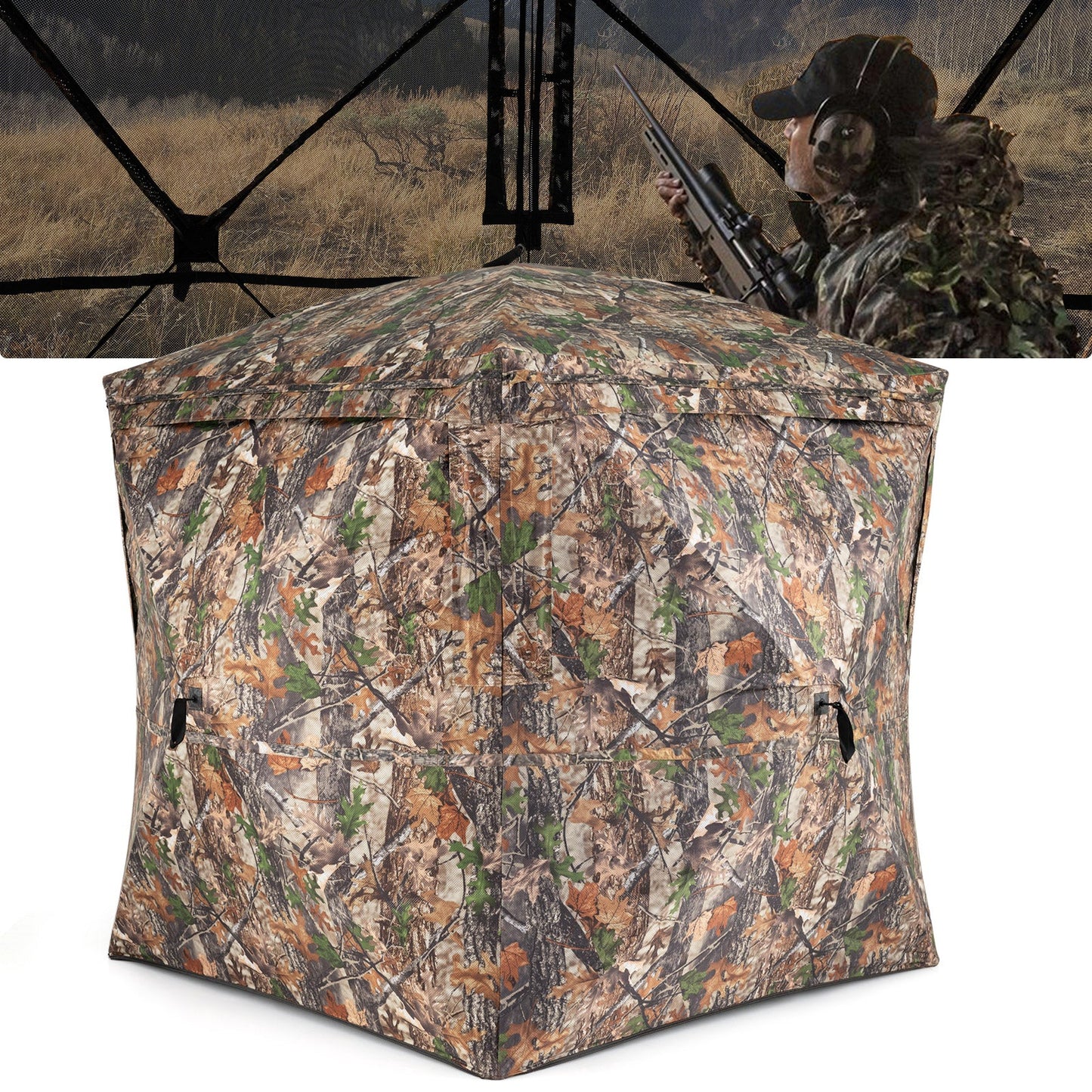 270° See Through Hunting Blind Tent with Silent Magnetic Door