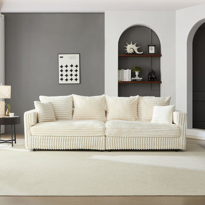Modern Comfy Upholstered 4 Seat Sofa Cloud Couch, Deep Seat With Soft Pillows