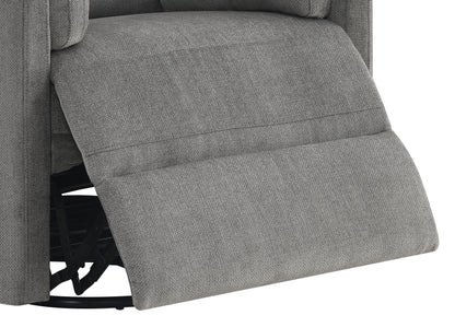 Sagen Charcoal Chenille Glider Recliner with Swivel