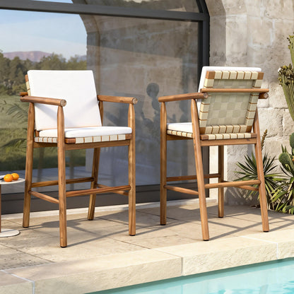 Outdoor Counter Height Bar Stools Set of 2 with Cushions