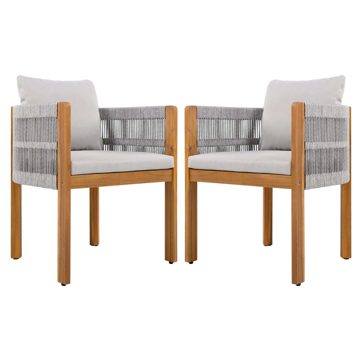Outdoor Dining Chairs With Rope Handles (Set of 2)