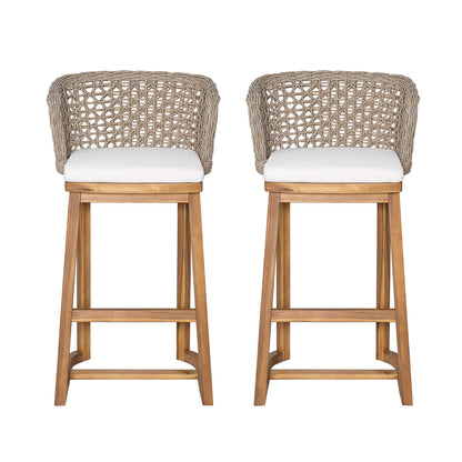 Outdoor Acacia Wood Bar Stools (Set of 2)