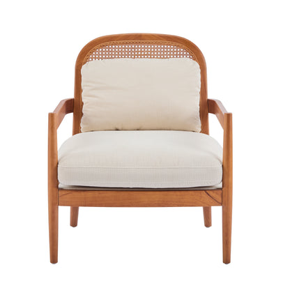 Elliston Rattan Backrest Solid Wood Accent Chair with Cushions - Set of 2