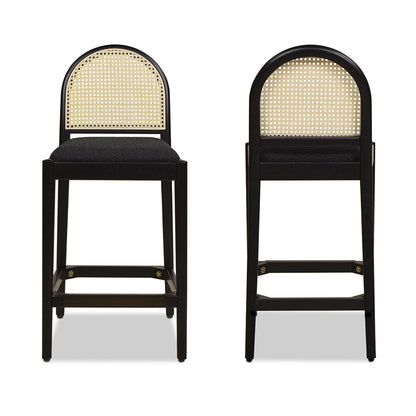 Arlin Upholstered Stool with Curved Back and Footrest - Set of 2