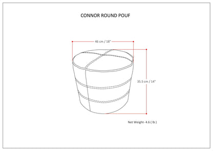 Connor Round Pouf - Distressed Black