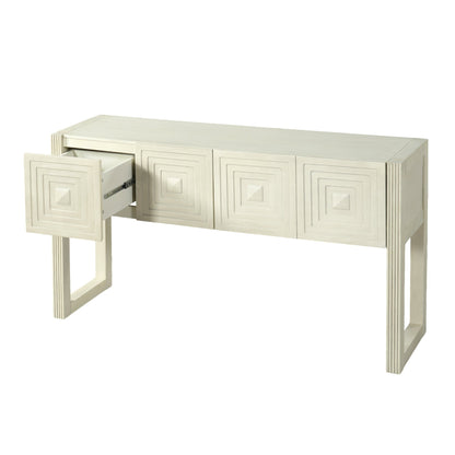 Geometric Carved Console Table with 3 Soft-Close Drawers