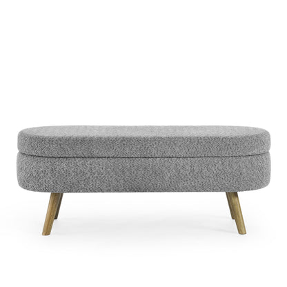 Ottoman Oval Storage Bench with Rubber Wood Legs