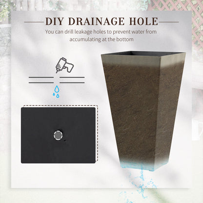 Outsunny Set of 3 Tall Planters with Drainage Hole, Gray