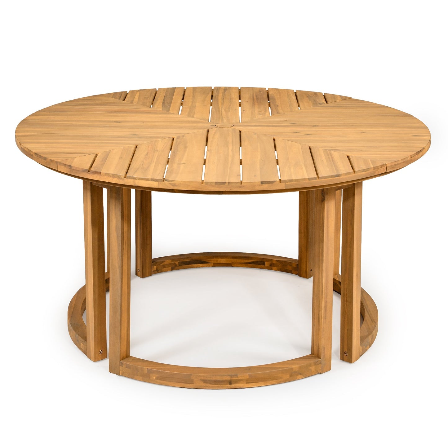TREXM Patio Dining Table Set for 6 with Umbrella Hole