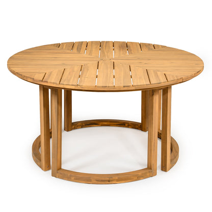 TREXM Patio Dining Table Set for 6 with Umbrella Hole