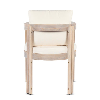 7 Pieces Acacia Wood Outdoor Dining Set with Cream Cushions