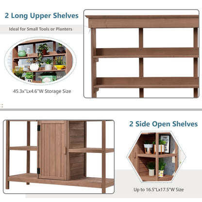 TOPMAX 66" Large Outdoor Farmhouse Wooden Potting Bench Table