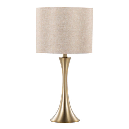 Lenuxe 24" Contemporary Metal Table Lamps in Gold with Linen Shades - Set of 2