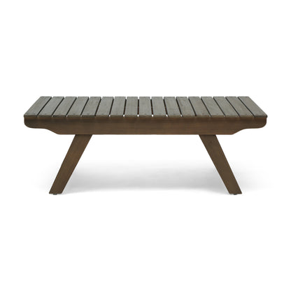 Outdoor Acacia Wood Coffee Table with Open Slat Design, Grey