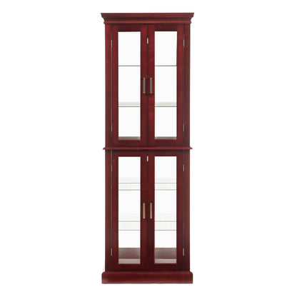 Lighted Curio Cabinet With Adjustable Shelves and Mirrored Back Panel