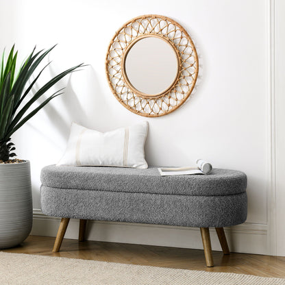 Ottoman Oval Storage Bench with Rubber Wood Legs