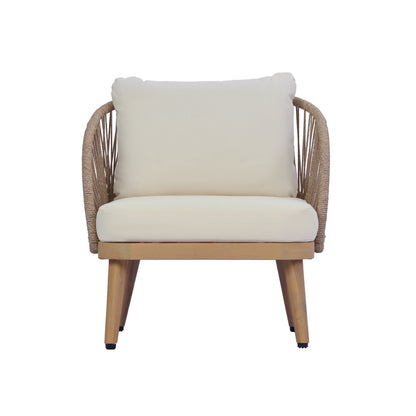 Acacia Wood Outdoor Club Chair, Curved Tub Design Patio Chair