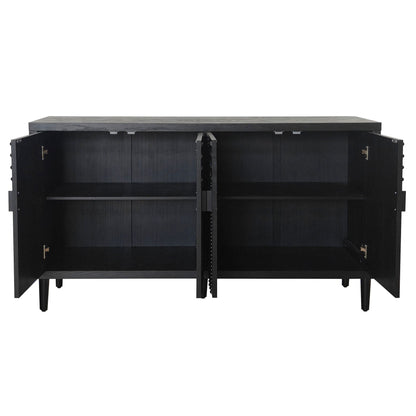Modern Black Sideboard Cabinet with Nailhead Accents