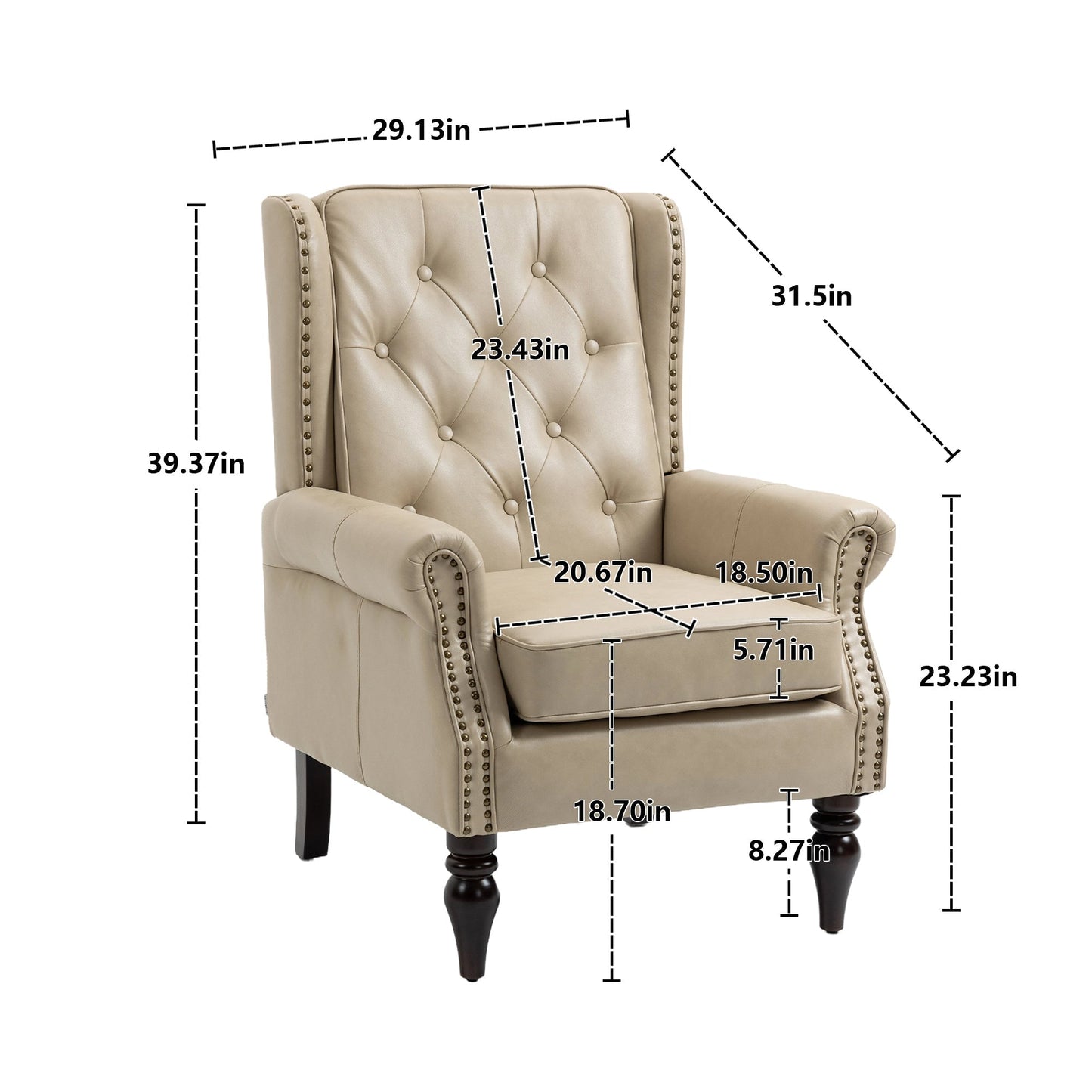 Modern Accent Chair Lounge Chair with Sturdy Wood Legs in Camel PU Leather