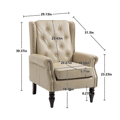 Modern Accent Chair Lounge Chair with Sturdy Wood Legs in Camel PU Leather