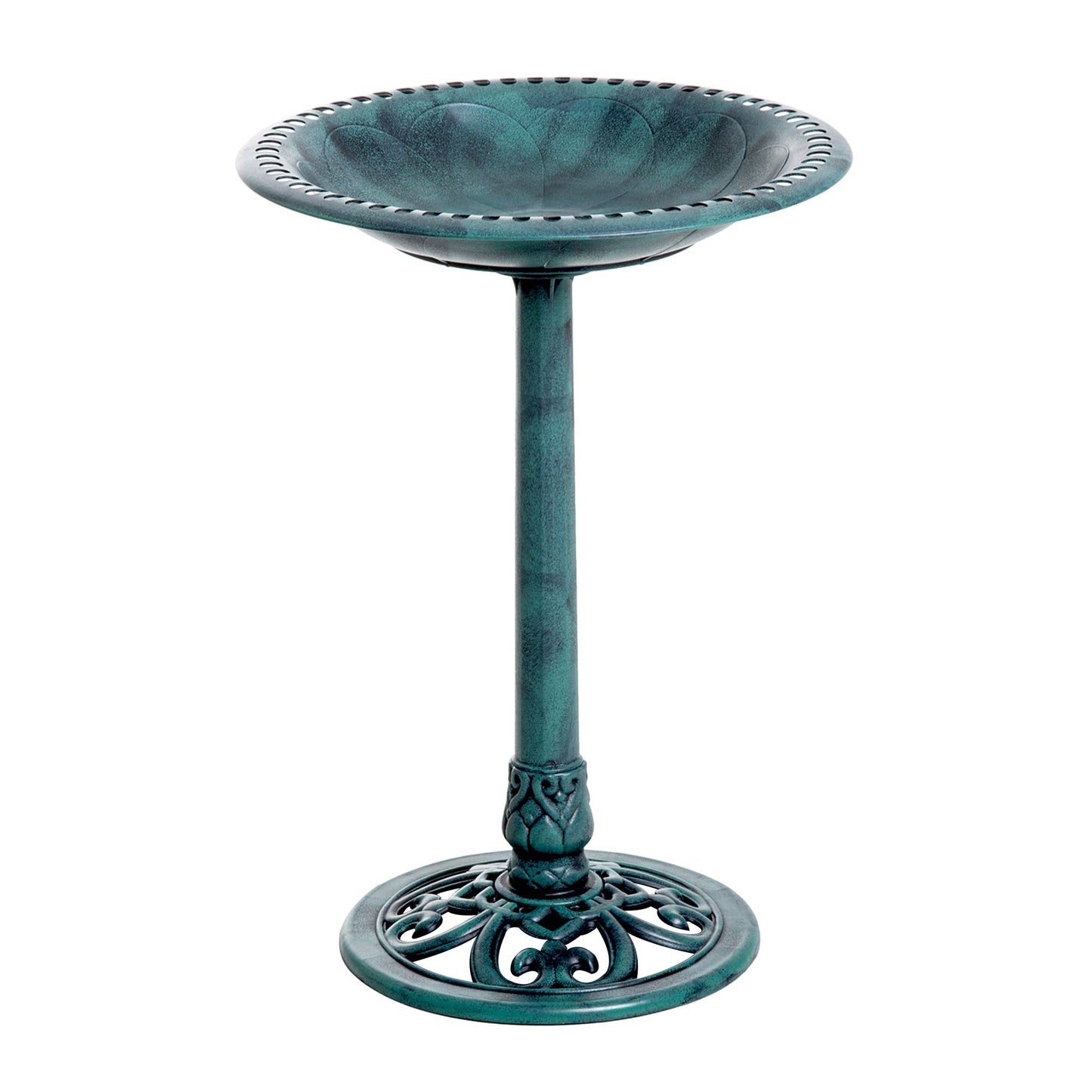 Outsunny 28'' Bird Bath Outdoor Resin Decor with Fleur De Lis Pattern