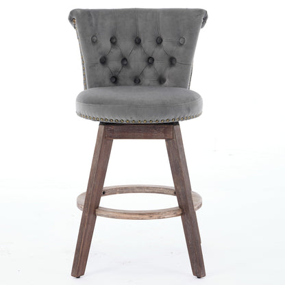 26" Counter Height Bar Stools Set of 2 with 360° Swivel and Velvet Upholstery