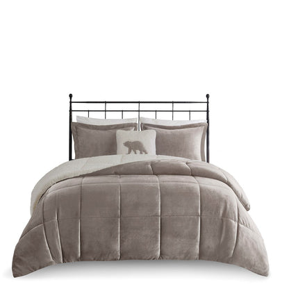 Full/Queen Plush to Sherpa Down Alternative Comforter Set