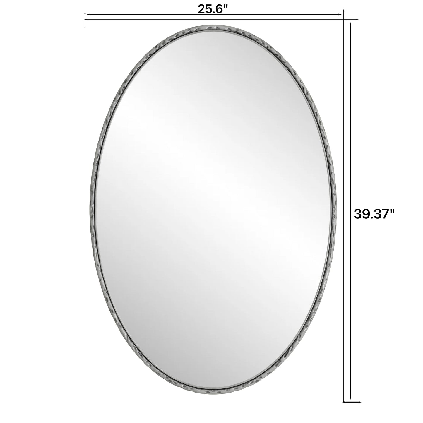 Iron Art Oval Retro Mirror with Antique Effect in Silver