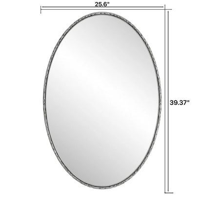 Iron Art Oval Retro Mirror with Antique Effect in Silver